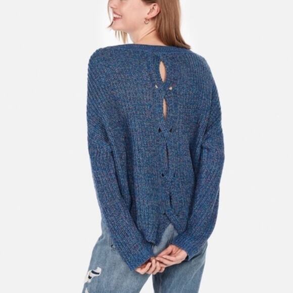 Express Cable Knit Split Back Sweater - Picture 9 of 10